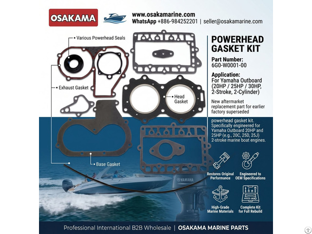 Powerhead Gasket Kit 6g0 W0001 00 For Yamaha 20hp–30hp Outboard
