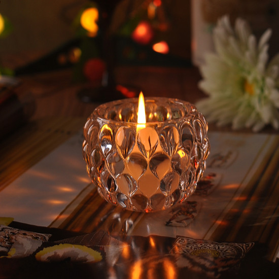 2015 New Arrival Engraved Clear Glass Candle Holder