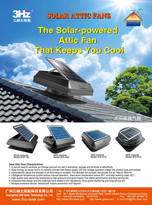 20w Solar Attic Fan With High Conversion Efficiency