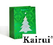 3d Laser Christmas Tree Gift Paper Bag Kr0011 Green