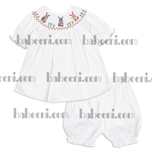 Baby Girls Easter Hand Smocked Bloomer Set