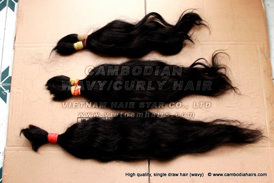 Cambodia Human Wavy Black Hair