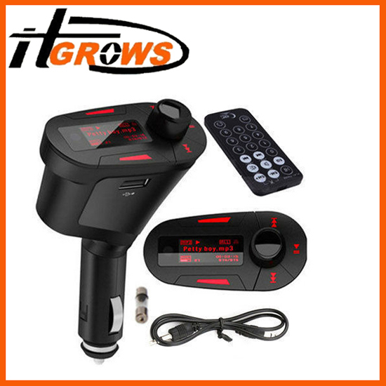 Car Kit Mp3 Mucsic Player Wireless Fm Transmitter Radio Modulator With Usb Sd Mmc Remote Control