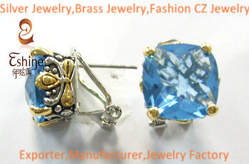 Exquisite Sterling Silver Jewelry Designer Inspired Earrings With Blue Tanzanite Cz Stones