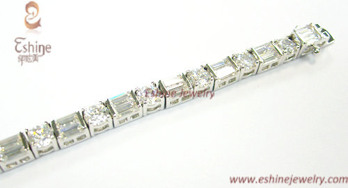 High Quality Brass Jewelry Bracelet With Round And Rectangle Cz Stones