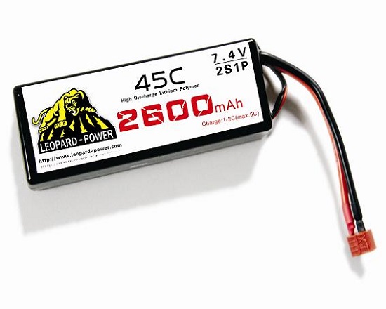 High Rate Leopard Power Lipo Battery For Rc Models 2600mah 2s 45c