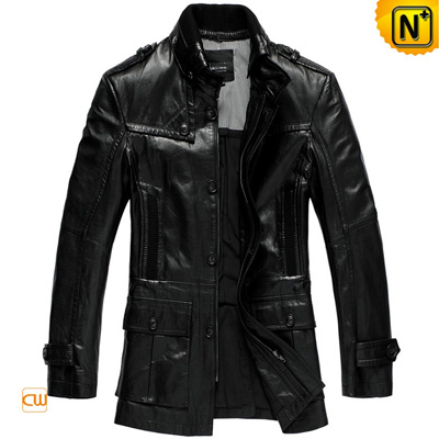 Men S Black Real Goat Skin Leather Hunting Coat