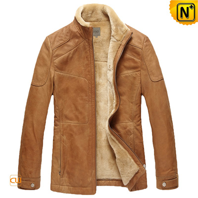 Men S Camel Real Lamb Fur Lined Cowhide Jacket