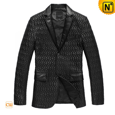 Men S Embroider Real Sheepskin Leather Blazer Jacket