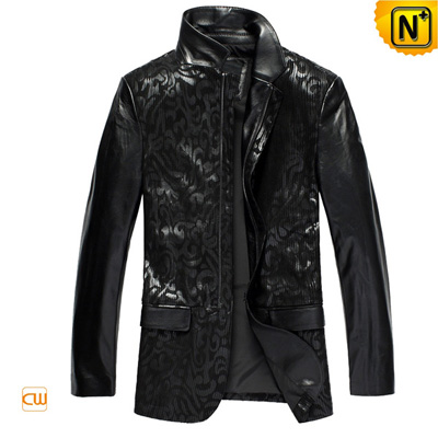 Men S Slim Embossed Sheepskin Leather Jacket