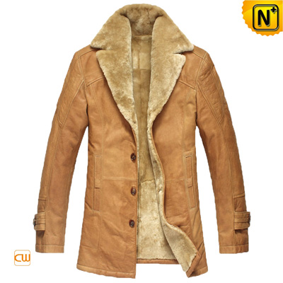 Men S Slim Lamb Fur Lined Cowhide Leather Trench Coat