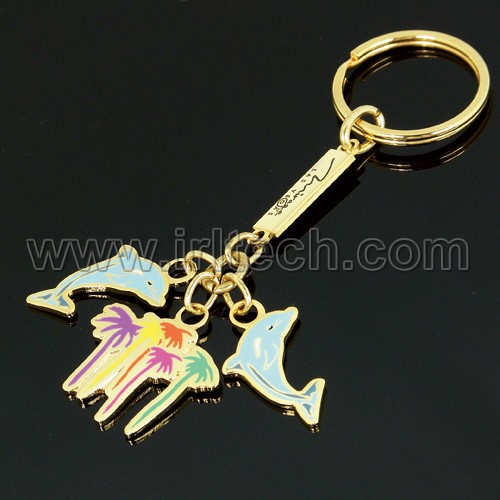 Metal Keychain With Imitation Hard Enamel Color