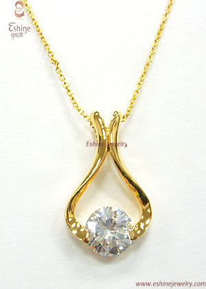 Noble Bride Sterling Silver Cz Jewelry Pendant With 14k Gold Plating