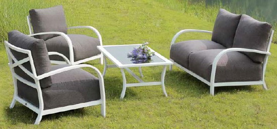 Outdoor Furniture With Aluminium Steel Frame Sling Rattan Teak Material