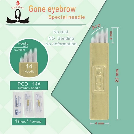 Professional 14 Gold Needle Microblade Permanent Makeup 3d Hair Strokes