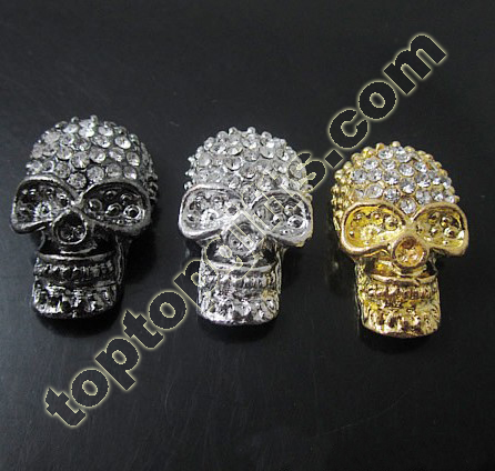 Rhinestone Skull Beads Metal