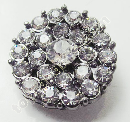 Round Flower Rhinestone Button