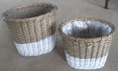 Sell Willow Flower Basket Wicker Garden Pot Planter Zinc