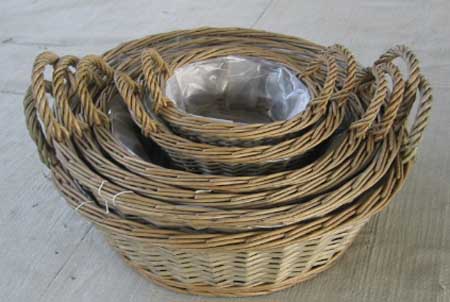 Sell Willow Flower Basket Wicker Garden Vase Planter Zinc