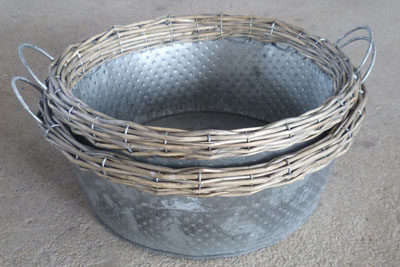 Sell Willow Flower Vase Wicker Garden Planter Zinc Pot