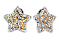 Star Shape Brass Jewelry Earrings With Clear Cz Stones For Women