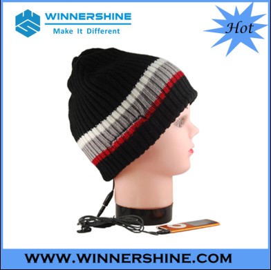 Stripe Knitted Beanie Built In Speakers