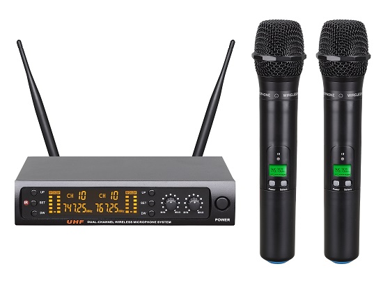 Uhf Dual Channel 160 Frequencies Wireless Microphone