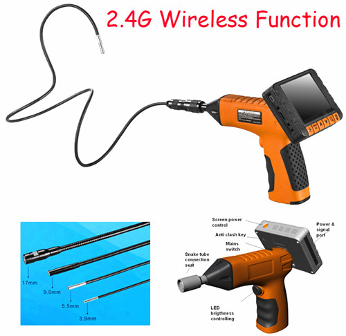 Wireless Video Borescope With Detachable Snake Tube And Screen