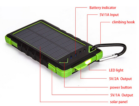 2015 Newest 8000mah Dual Usb Waterproof Dustproof And Shockproof Solar Powe