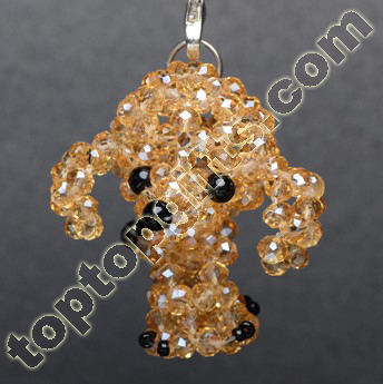 4mm Rondelle Crystal Beaded Poodle Dog Charm Decoariton