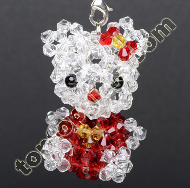 Bicone Crystal Beaded Kitty Cat Charms