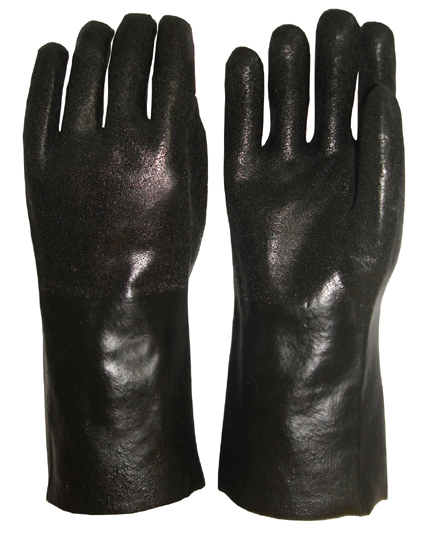 Black Double Dipped Pvc Glove Sandy Finish