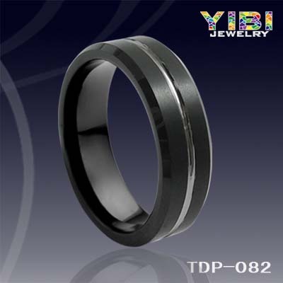 Black Tungsten Ring Men S Brushed Stripe Matte Finish T