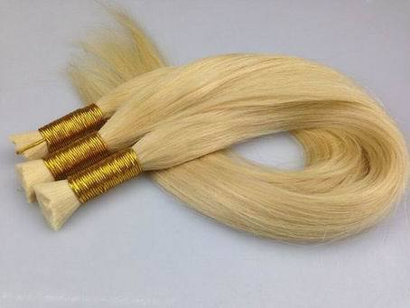 Blonde Human Hair Bulk Platinum For Salon