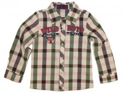 Boys Cotton Long Sleeve Plaid Collar Shirts