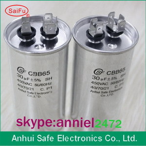 Cbb65 Ac Motor Run Capacitor Oil Type Aluminium Case Low Voltage 370v 450va