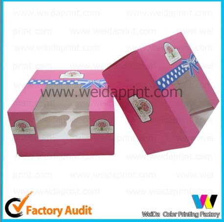 Classic Small Cheap Paper Cupcake Box With Pvc Window