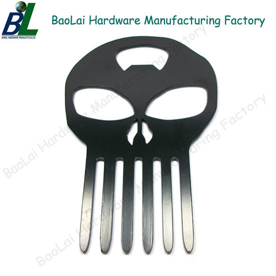 Creative Matt Black Skull Comb With Beer Opener