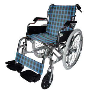 Deluxe Aluminum Wheelchair Blue Checker Pattern