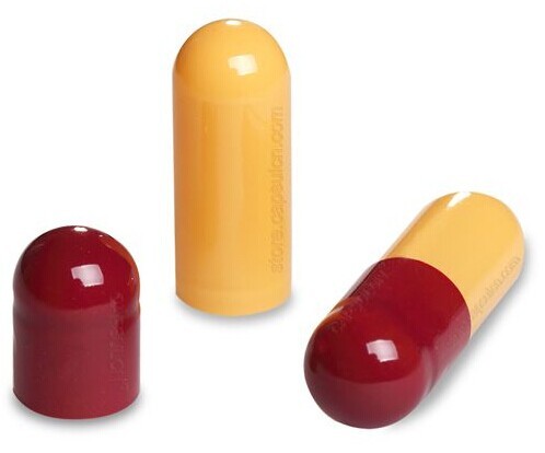 Empty Capsules Size 0 Dark Red Orange