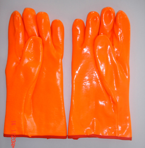 Flourescent Pvc Glove Gauntlet Smooth Finish