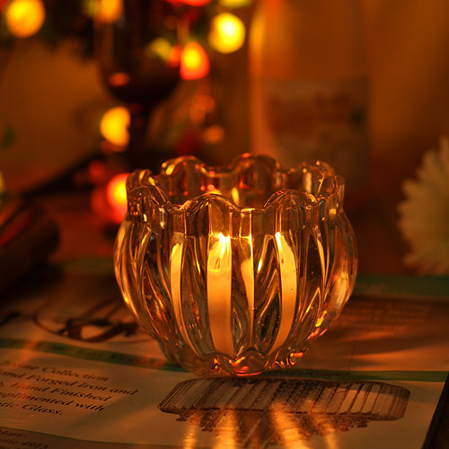 Flower Shape Glass Candle Holder