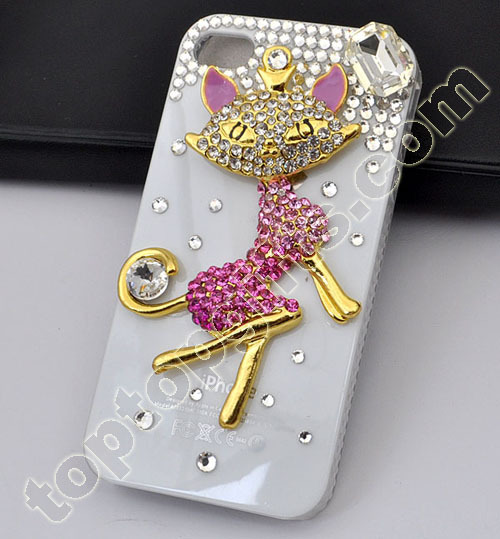 Fox Rhinestone Iphone4 Hard Case Cover