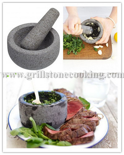 Glassic Natural Granite Mortar And Pestle For Grinding Spice Garlic