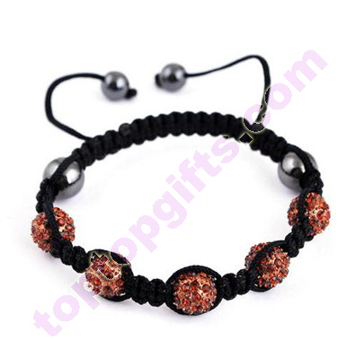 Handmade Adjustable Metal Rhinestone Shamballa Bracelet