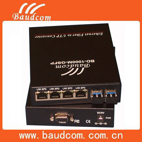 High Performance 4 Ports Fiber Optic Media Converter