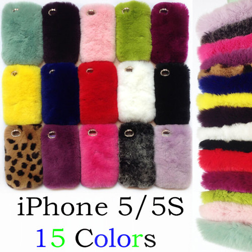 Iclover Luxury Rex Rabbit Fur Case For Iphone 5 5s 4 4s