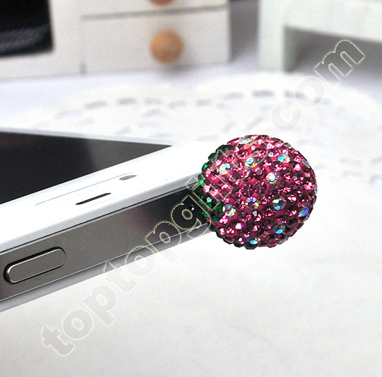 Iphone Rhinestone Strawberry Anti Dust Plug