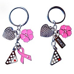 Keychain With Iron Enamel Heart And Flower