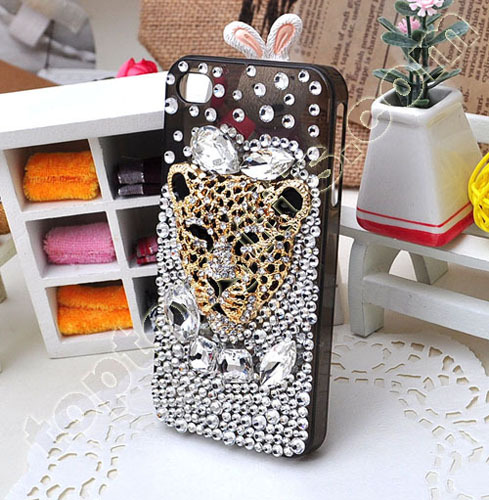 Leopard Rhinestone Iphone4 Mobile Phone Shell